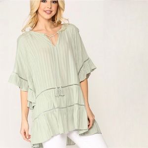 Sage Green Tiered Tunic Top